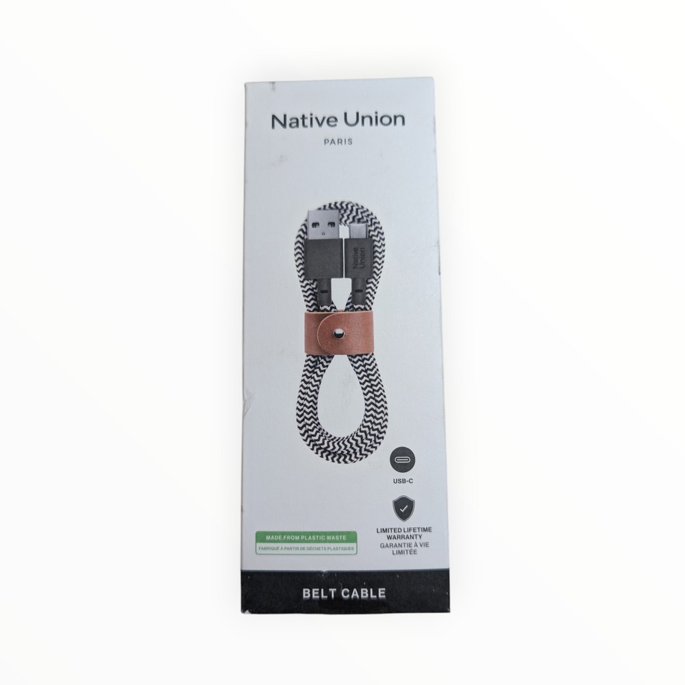 D6-O Native Union Belt Cable 4' USB-C to USB-A Cable - Zebra‎